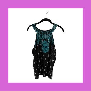 Teal Embroidered THML Clothing Tank-Style Blouse